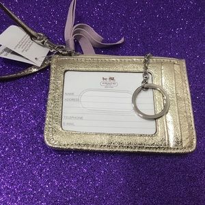 Coach Gold Khaki Mini Skinny ID Wallet, Card Case